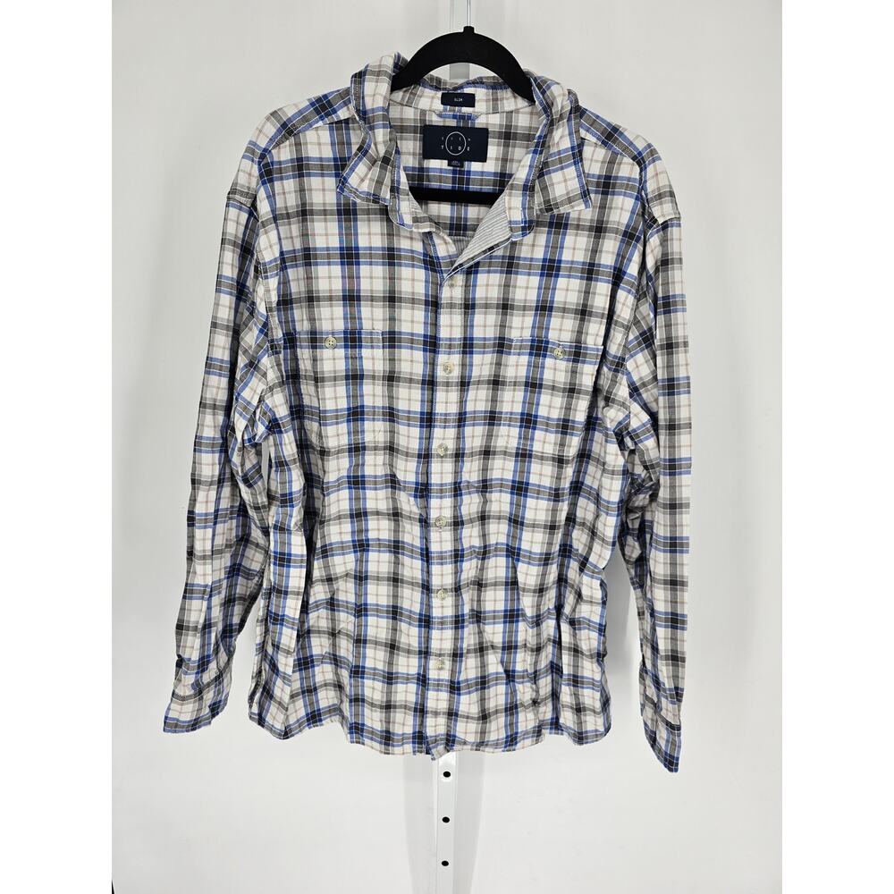 Even Tide Men's Slim Fit Plaid Long Sleeve Button Up Shirt Size XXL
